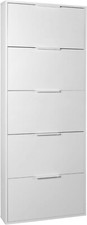 Scarpiera Slim 5 ante ribalta bianco opaco, portascarpe ingresso ripostiglio