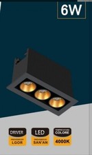 FARETTO LED rettangolare nero da incasso 6W 4000K per controsoffitto