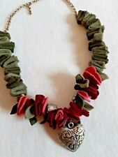 Collana artigianale girocollo feltro verde rosa donna ragazza pezzo unico