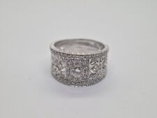 Anello Oro Bianco E Diamanti 1 Ct Traforo Fiorentino Stile Buccellati