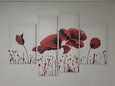 Quadri moderni Papaveri 145x95cm, 4 pannelli, Stampa su tela canvas 