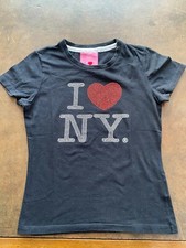 FIX DESIGN+++T SHIRT++NERO+TG M++ORIGINALE100%++REUSE++NEW YORK++CON INSERTI-RV-