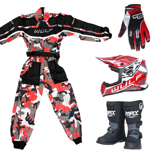 Set mimetico rosso stivali