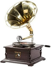 Grammofono Quadrato Con Imbuto in Ottone His Master'S Voice