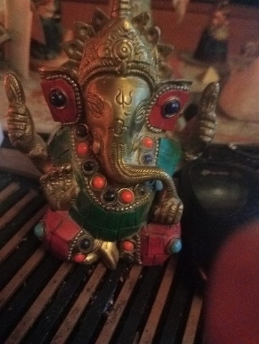 Ganesh dipinto mano ottone - a,