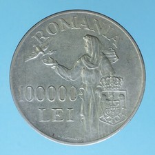 ROMANIA MIHAI I 100.000 LEI 1946 MONETE DA COLLEZIONE NUMISMATICA COIN ARGENTO