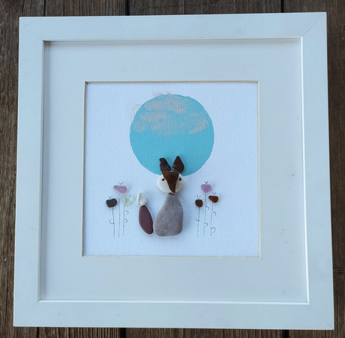 Pebble art fox framed - art, framed,fox