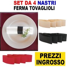 INGROSSO PER SET DA 4 NASTRO FERMA TOVAGLIOLI IN TNT NERO ROSSO BEIGE PORTA