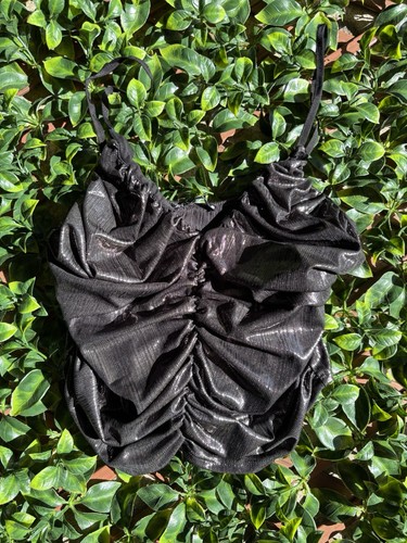Canotta zara nera metallizzata - canotta,