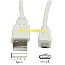 Micro Usb 2.0 Cavo Dati & Carica per Samsung GT S 7562 Galaxy S Duos 1mt Bianco