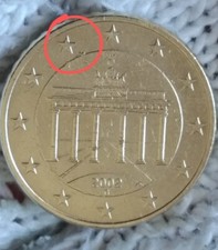 Moneta 50 Cent 2002 Germania G con Materiale in eccesso vicino la Stella ore 11