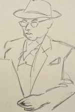 Uomo che legge con occhiali e