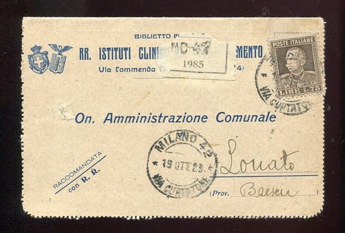Regno 1929 biglietto - 1929, postale