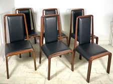 SET 6 SEDIE TAVOLO PRANZO DESIGN VINTAGE LEGNO CURVATO PELLE NERA SALOTTO 1990