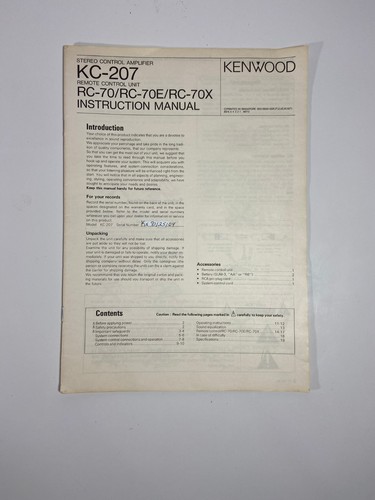 Kenwood 207 amplificatore - kc-207,