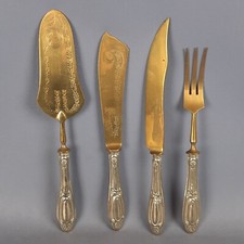 Set Posate Argento 800 Ottone Solingen Da Carne E Da Dolce Vintage Anni ‘40