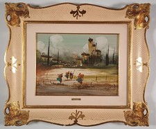 Dipinto olio impressionista A Sessa originale d'epoca