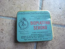 regno d'italia scatola in latta BIOPLASTINA SERONO roma-misure 10x9x2,5
