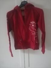 Hard Rock Cafe Munich Red Hoodie Zip Up Large Embroidery Detail Love All Heart