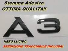 STEMMA TARGHETTA SCRITTA LOGO FREGIO BAULE POSTERIORE AUDI A3 NERO OTTIMO