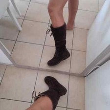 Stivali alti stringati Timberland Moorland marroni in vera pelle taglia 37 24 cm