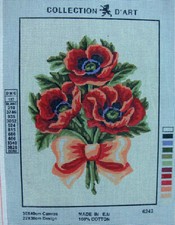 Canovaccio mezzopunto mezzo punto puntopiccolo SENZA FILI 30x40 fiori con fiocco