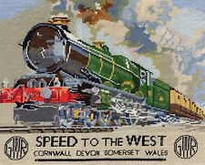 Poster treno a vapore Speed to the West kit punti incrociati contati o grafico 14s aida