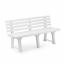 PANCHINA DA GIARDINO PANCA IN RESINA DA 3 POSTI COLORE BIANCO 145X49X74 CM 02036