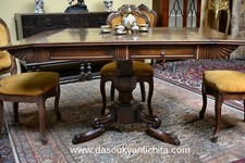 Antico tavolo da pranzo stile Carlo X con bandelle laterali primi del 900