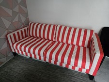Copridivano 3 posti originale Ikea Karlstad rosso e bianco retrò a righe 