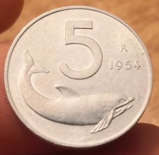 5 Lire 1954 Delfino, Var