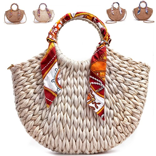 Borsa paglia ricamata donna - borsa,