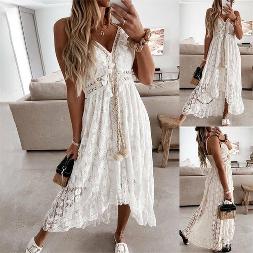 Maxi abito lungo donna pizzo