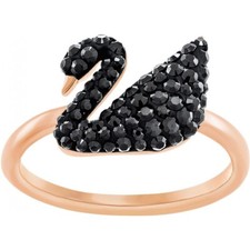Cristallo Swarovski originale ICONIC SWAN:RING BLK JET/ROS 55 5358024 nuovo di zecca