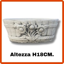 Vaso in cemento pietra fioriera giardino esterno interno piante rettangolare H18