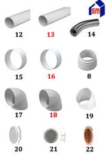 TUBO E ACCESSORI PLASTICA D. 100 / 125 CAPPA CUCINA CIRCOLARE TONDO GRIGLIE ARIA