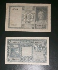 2 banconote da Lire 10 DEL Regno del 1939 e Del 1944 Condizioni  Come Da Foto