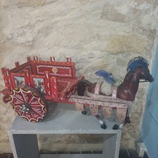 CARRETTO SICILIANO IN LEGNO PLASTICA DECORATO A MANO RAFFINATO VINTAGE RARO