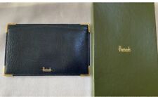 HARRODS KNIGHTSBRIDGE-LUXURY NOTELET HOLDER/CARD HOLDER-BLUE CALF LEATHER-Boxed