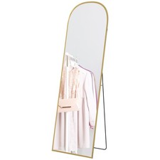 HOMCOM Specchio da Parete e Terra con Supporto Pieghevole 50x170cm Oro