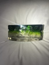 Vaso Moser Karlsbad Vetro Glass  Rose Sfumature Sul Verde Segni Del Tempo