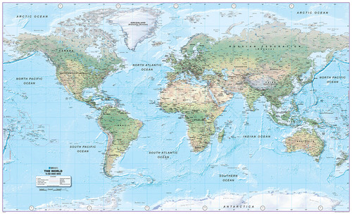 World physical wall map 30m - world,