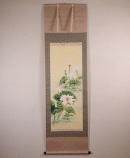 Rotolo giapponese da appendere dipinto a mano 'Loto bianco' KAKEJIKU di Ota Shuho