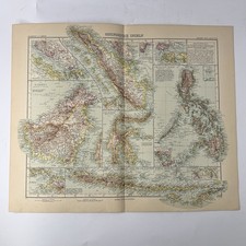 Stieler Hand-Atlas 1908 Ostindische Inseln Sumatra Giava Borneo Filippine mappa