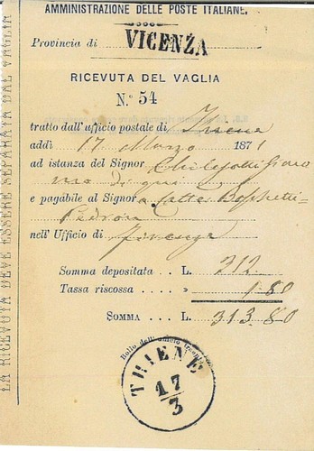 Ricevuta del vaglia poste - ricevuta,