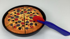 Playset pizza party vintage anni 90 finta gioco realistico cibo piatto profondo padella taglierina