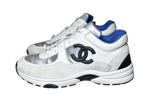 Chanel white silver suede - chanel,
