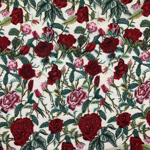 Tessuto tulle ricamato fiori - tulle,
