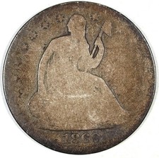 Mezzo dollaro argento 1869 S seduto Liberty ☆☆ circolato ☆☆ 292