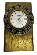 Orologio "ferma porta" vintage Maya carica manuale ore del mondo revisionato